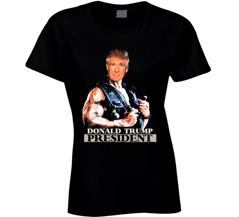Donald Trump President Usa Republican Vote Commando Parody Ladies T Shirt