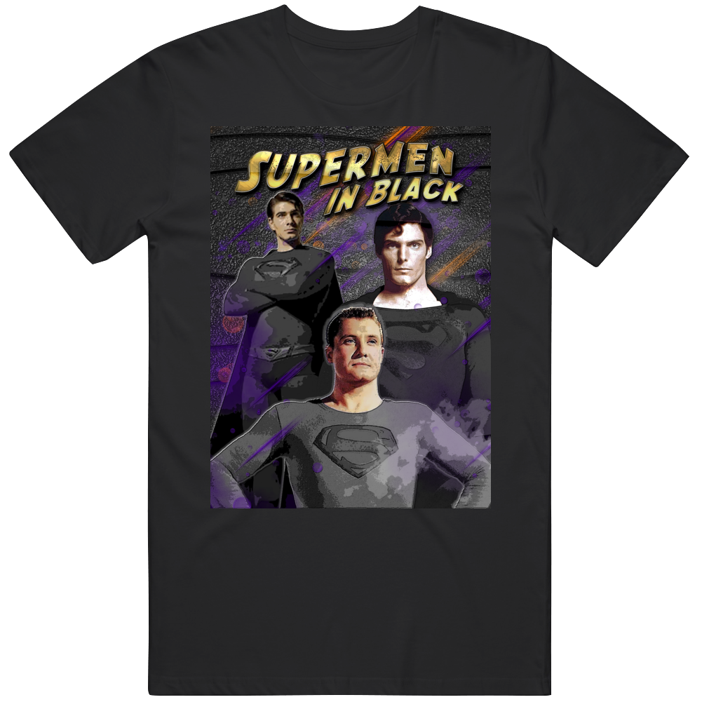 Supermen In Black Funny Parody Superheroes Unite Fan T Shirt