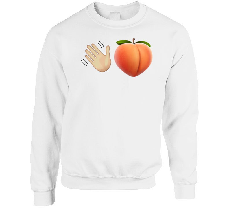 Smacking Peaches Emoji Parody Texting Funny Crewneck Sweatshirt