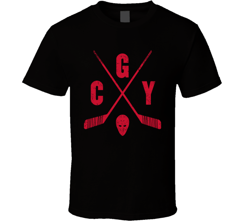 Cgy Calgary Retro Hockey Black T Shirt