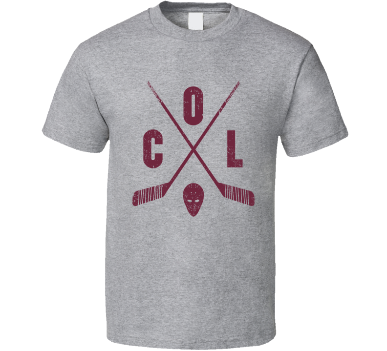 Col Colorado Retro Hockey Sport Grey T Shirt