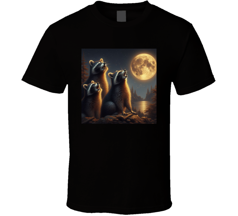 Racoons Howling At The Moon Funny Parody Wolves T Shirt