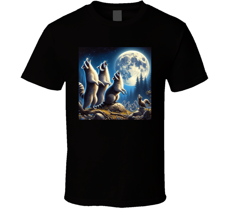 Racoons Howling At The Moon Funny Parody T Shirt