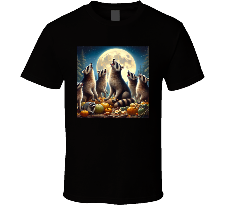 Racoons Howling At The Moon Funny Animal Parody T Shirt