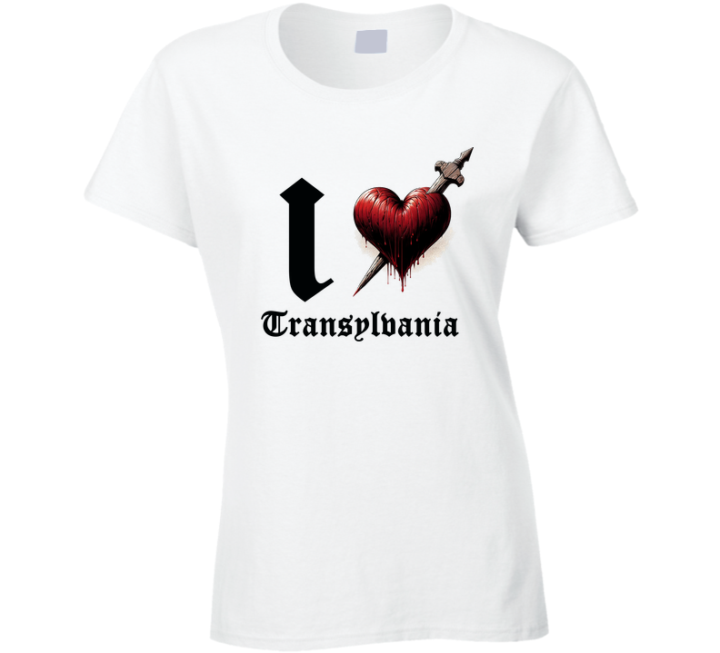 I Love Heart Transylvania Vampire Dracula Parody Ladies T Shirt