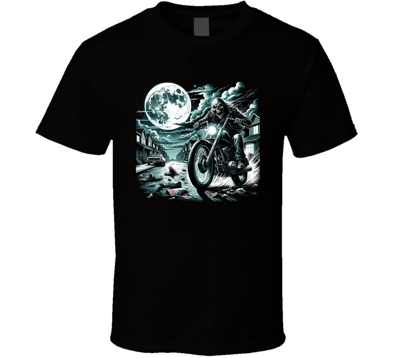 Skull Rider Full Moon Motorcycle Biker T Shirt