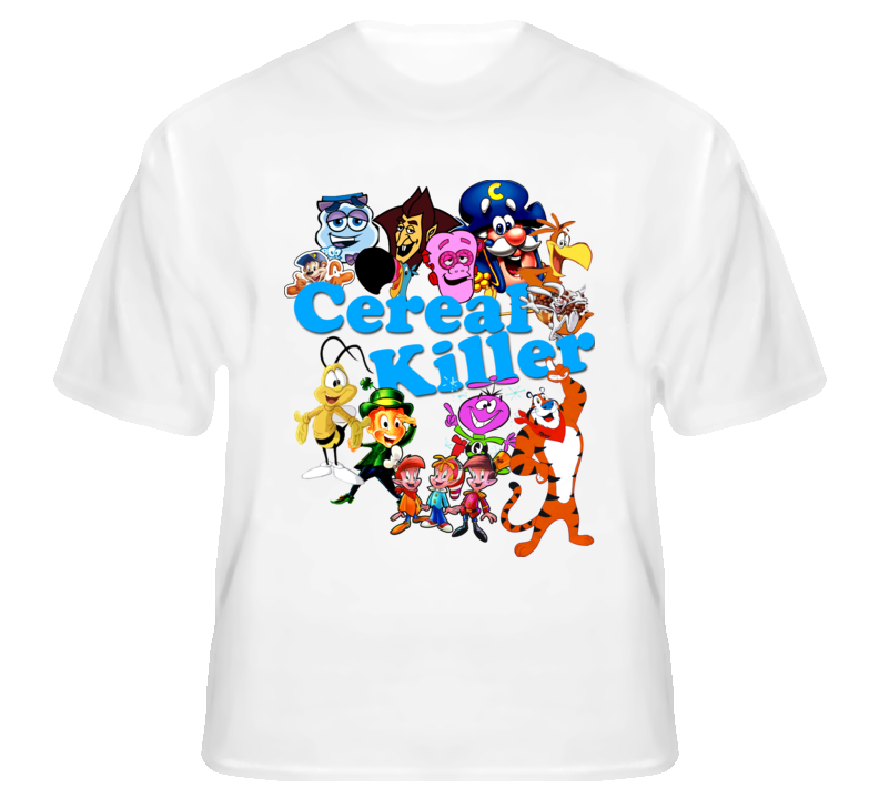 Cereal Killer Funny Breakfast Characters Fan T Shirt 