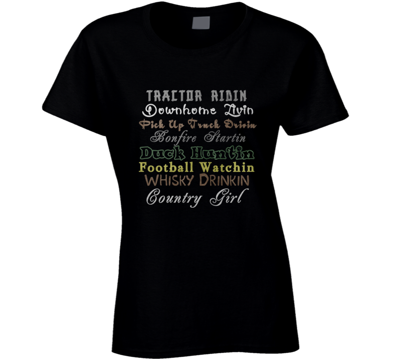Country Girl Tractors Bonfires Football Whisky Fan T Shirt