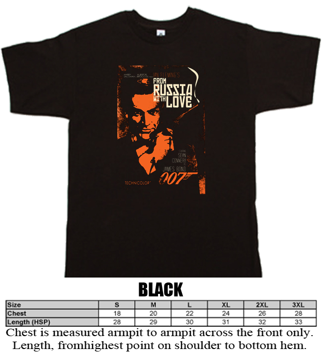 James Bond Sean Connery From Russia With Love 007 film T shirt James Bond Sean Connery From Russia With Love 007 film T shirt