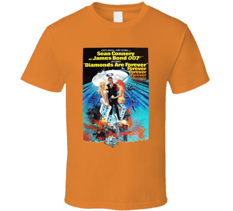 Diamonds are Forever Sean Connery James Bond Connery 70s 007 movie white T shirt Diamonds are Forever Sean Connery James Bond Connery 70s 007 movie white T shirt