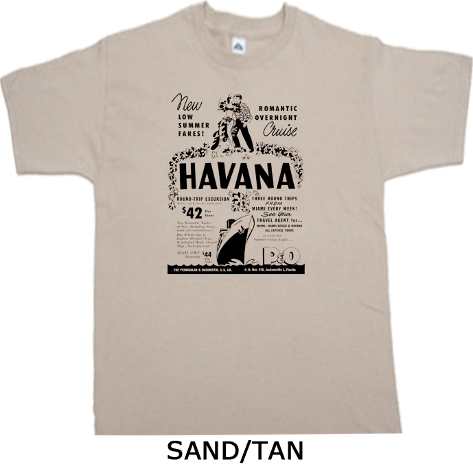 Havana cruise Cuba vintage retro ad tan t shirt Havana cruise Cuba vintage retro ad tan t shirt