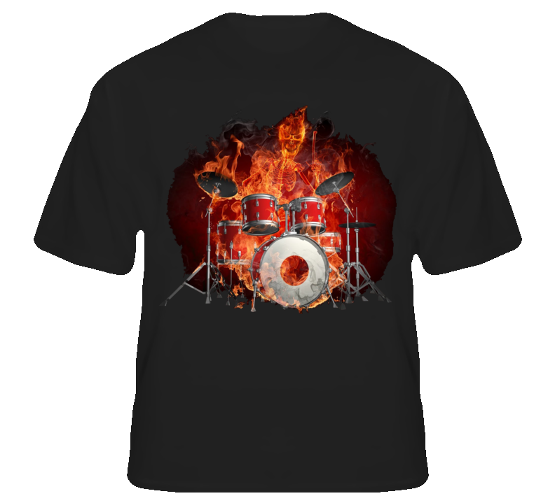 Drummer On Fire Flaming Music Rock Drums Party T shirt Drummer On Fire Flaming Music Rock Drums Party T shirt