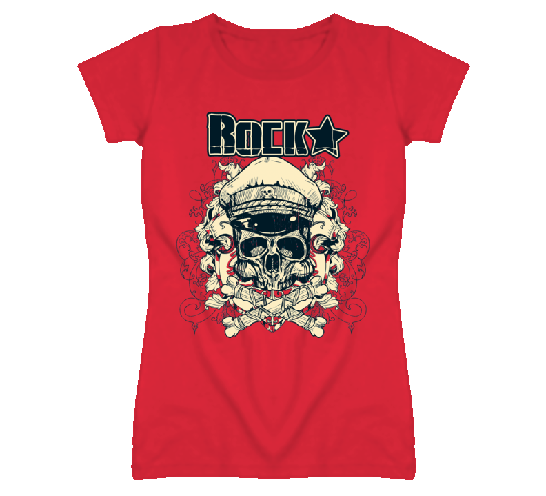 Rock Star Skull biker ladies fitted t shirt Rock Star Skull biker ladies fitted t shirt