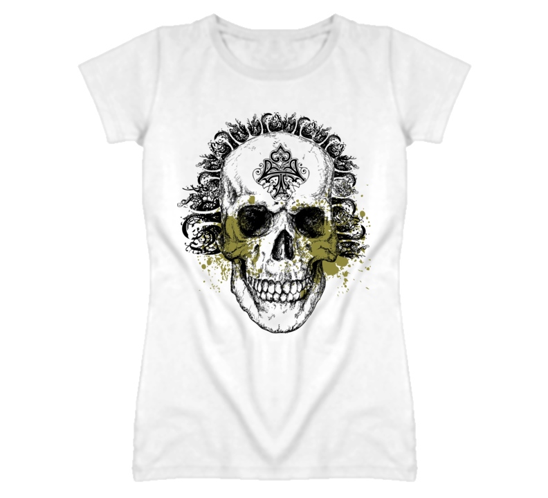Skull Design biker bartender ladies fitted t shirt Skull Design biker bartender ladies fitted t shirt