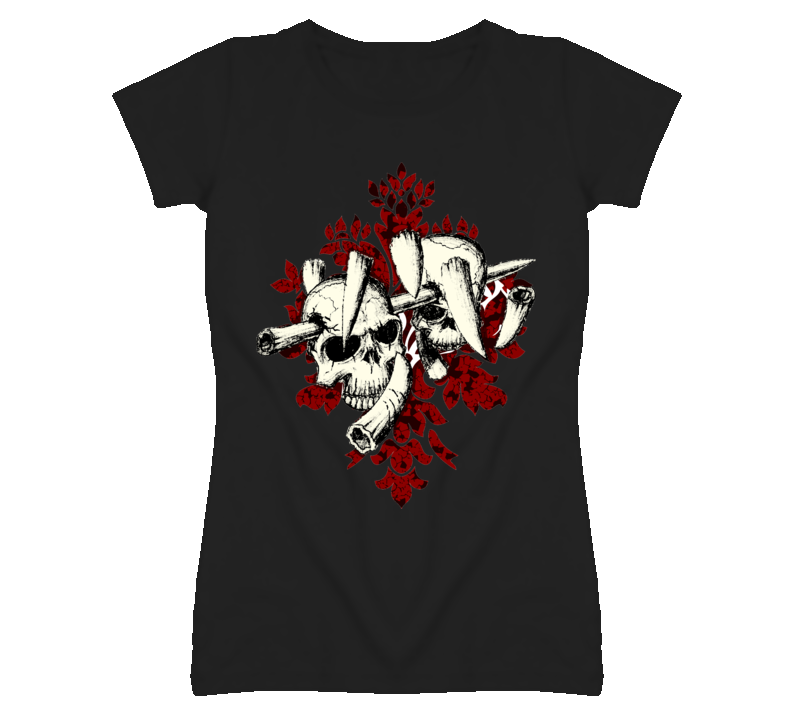 Skulls hot biker bartender ladies fitted t shirt Skulls hot biker bartender ladies fitted t shirt