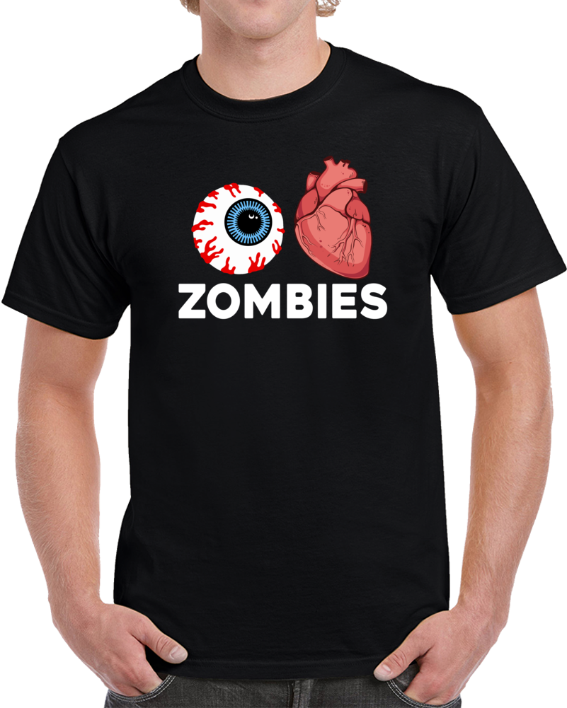 I Heart Zombies Funny Eye Parody T Shirt I Heart Zombies Funny Eye Parody T Shirt