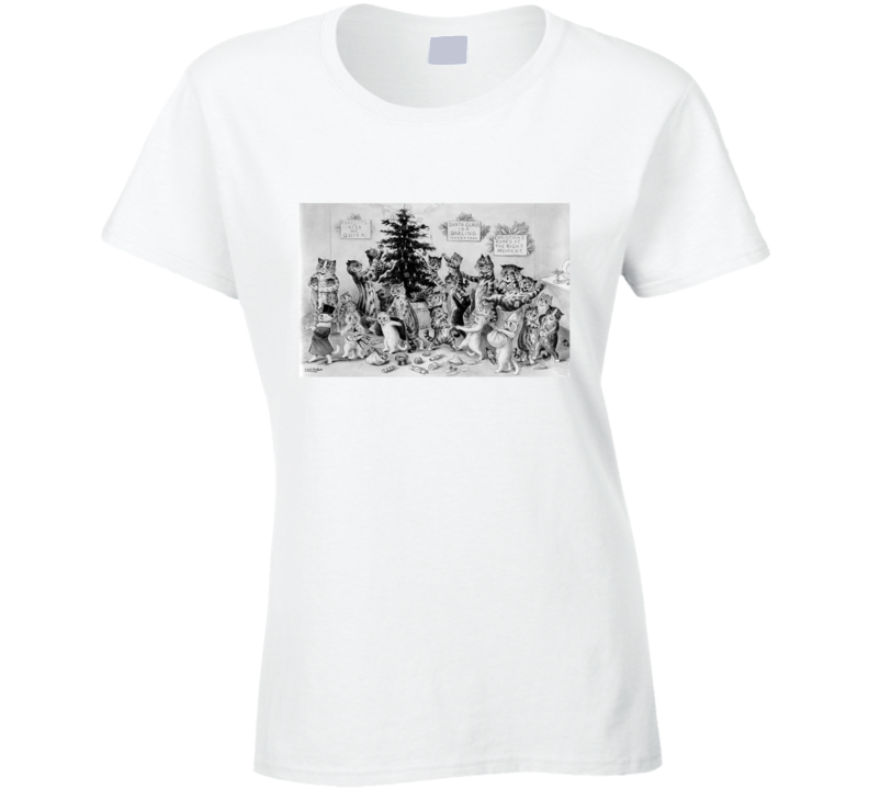 Louis Wain Cats Christmas Funny Cool Painting On A T Shirt Louis Wain Cats Christmas Funny Cool Painting On A T Shirt
