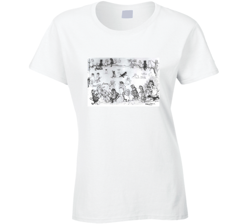 Louis Wain Cats Playing Funny Cool Drawing On A T Shirt Louis Wain Cats Playing Funny Cool Drawing On A T Shirt