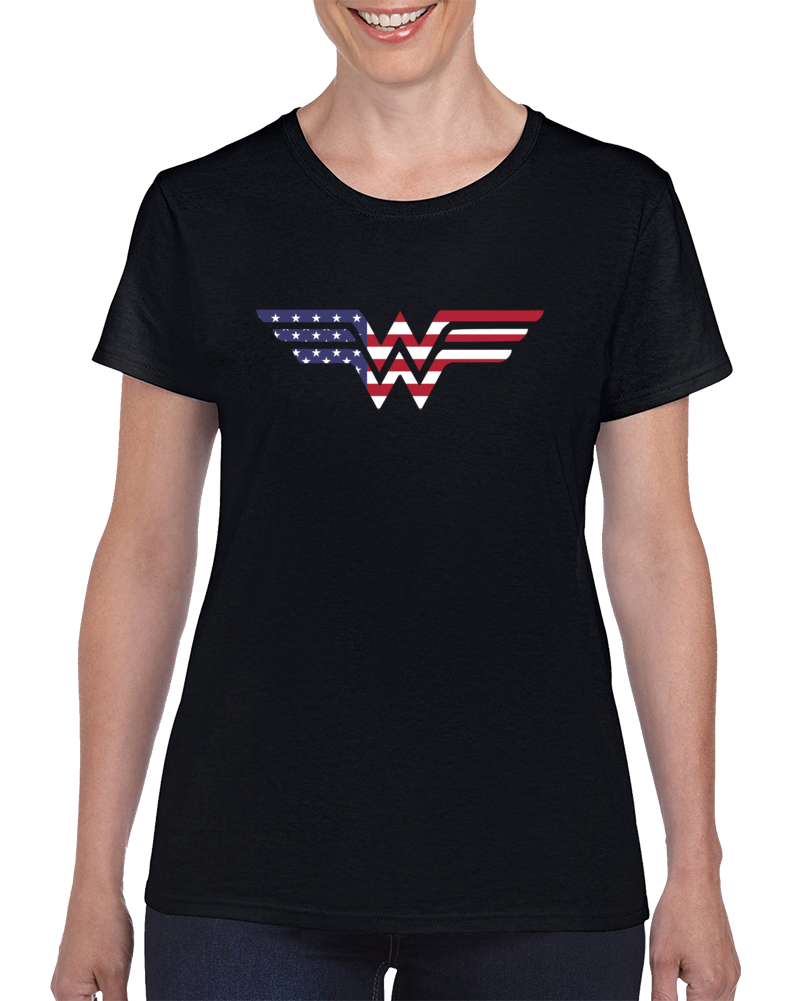 Usa Wonder Woman Flag Logo Parody Super Hero Cool Fan T Shirt Usa Wonder Woman Flag Logo Parody Super Hero Cool Fan T Shirt