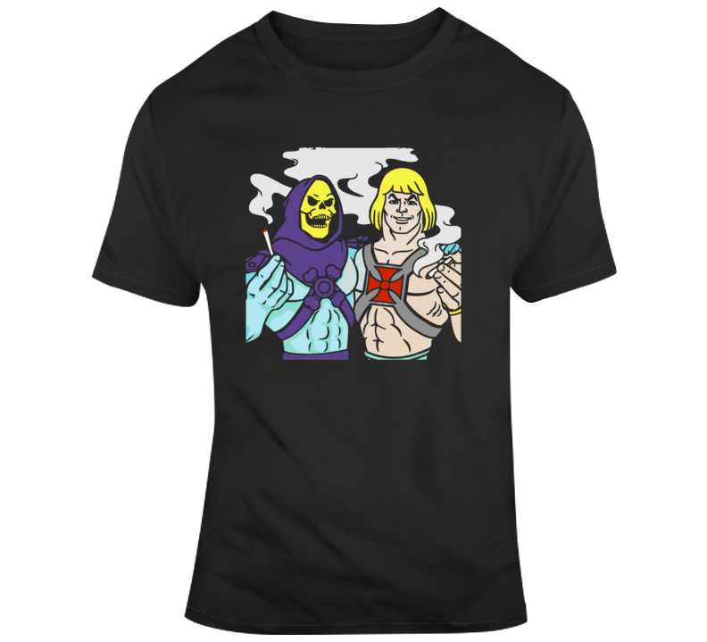He-man Skeletor Funny Parody Weed Cannabis Smoking T Shirt He-man Skeletor Funny Parody Weed Cannabis Smoking T Shirt