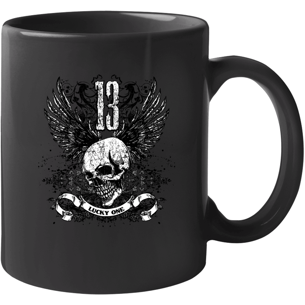 Lucky 13 Skull Biker Rock Mma Fan Mug Lucky 13 Skull Biker Rock Mma Fan Mug