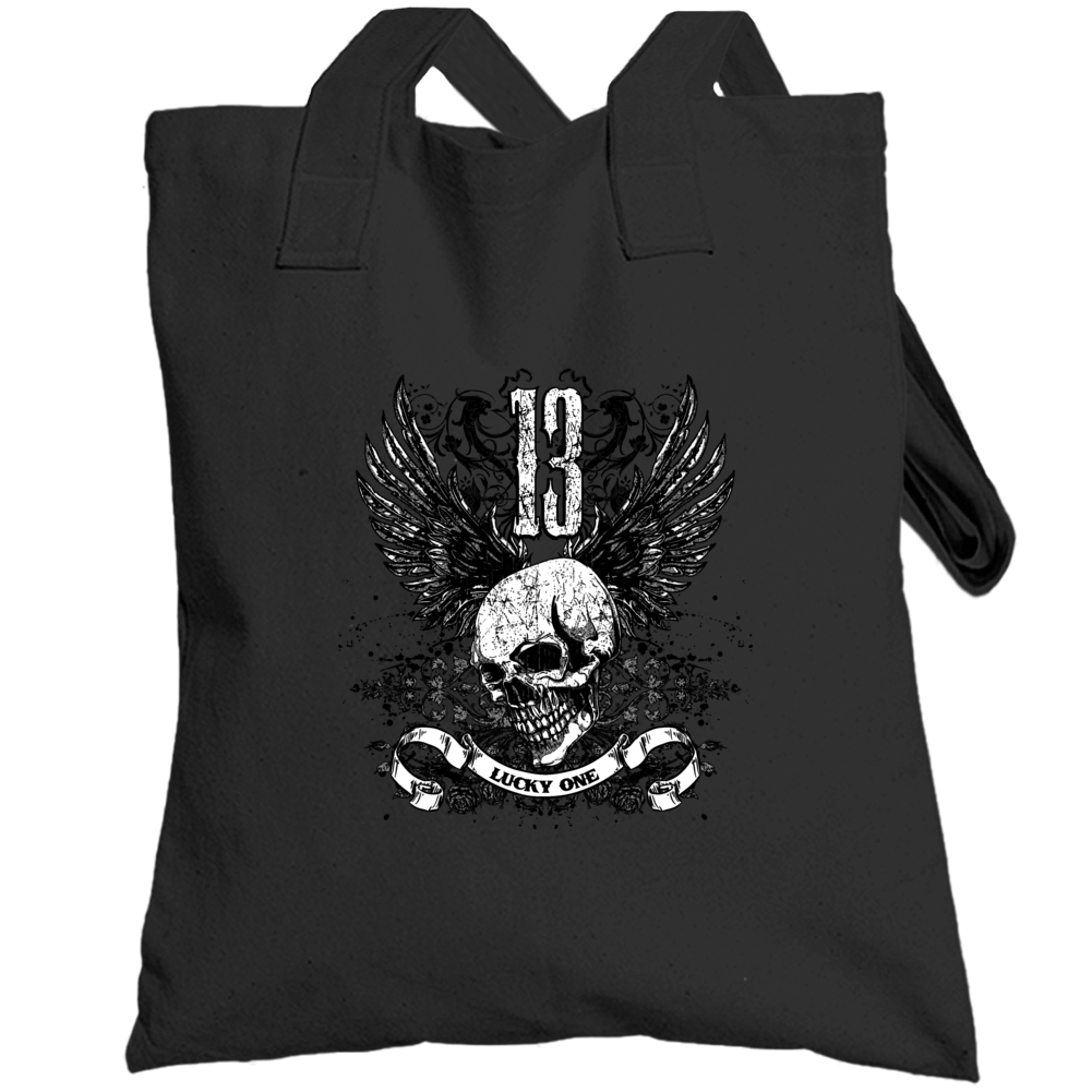 Lucky 13 Skull Biker Rock Mma Fan Totebag Lucky 13 Skull Biker Rock Mma Fan Totebag