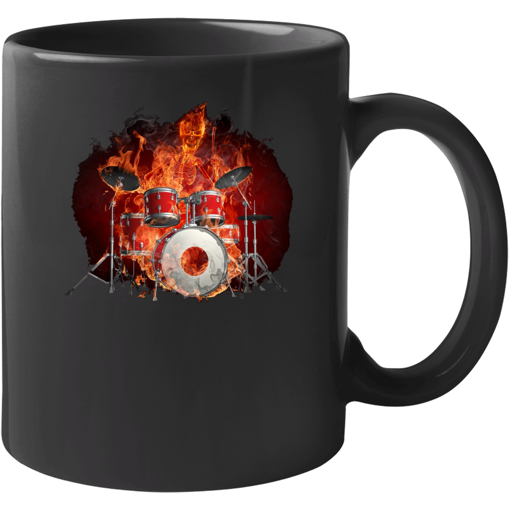 Drummer On Fire Flaming Music Rock Drums Party Mug Drummer On Fire Flaming Music Rock Drums Party Mug