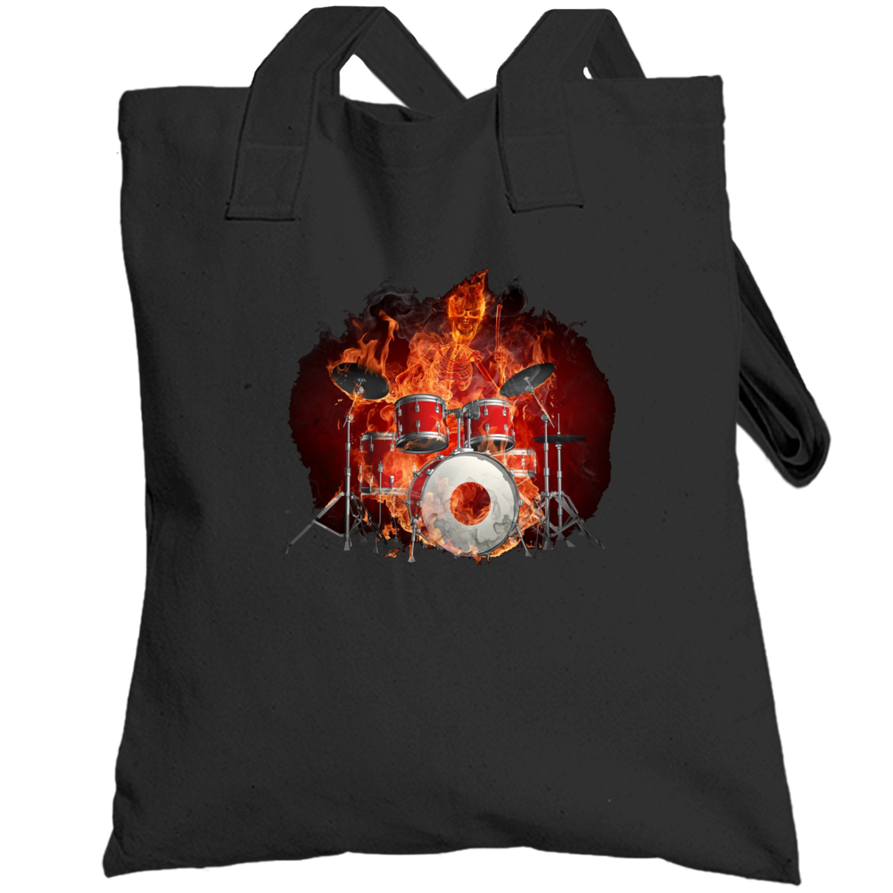 Drummer On Fire Flaming Music Rock Drums Party Totebag Drummer On Fire Flaming Music Rock Drums Party Totebag