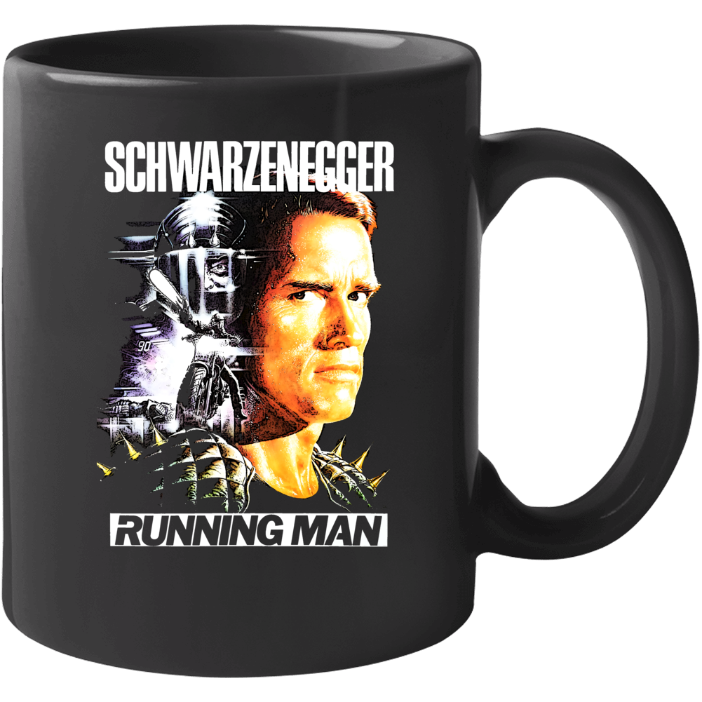 Running Man Arnold Schwarzenegger Movie Stephen King Poster Fan Mug Running Man Arnold Schwarzenegger Movie Stephen King Poster Fan Mug