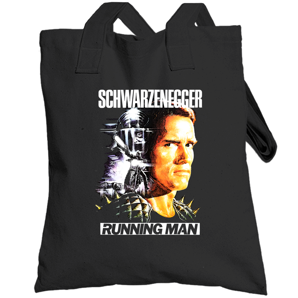 Running Man Arnold Schwarzenegger Movie Stephen King Poster Fan Totebag Running Man Arnold Schwarzenegger Movie Stephen King Poster Fan Totebag
