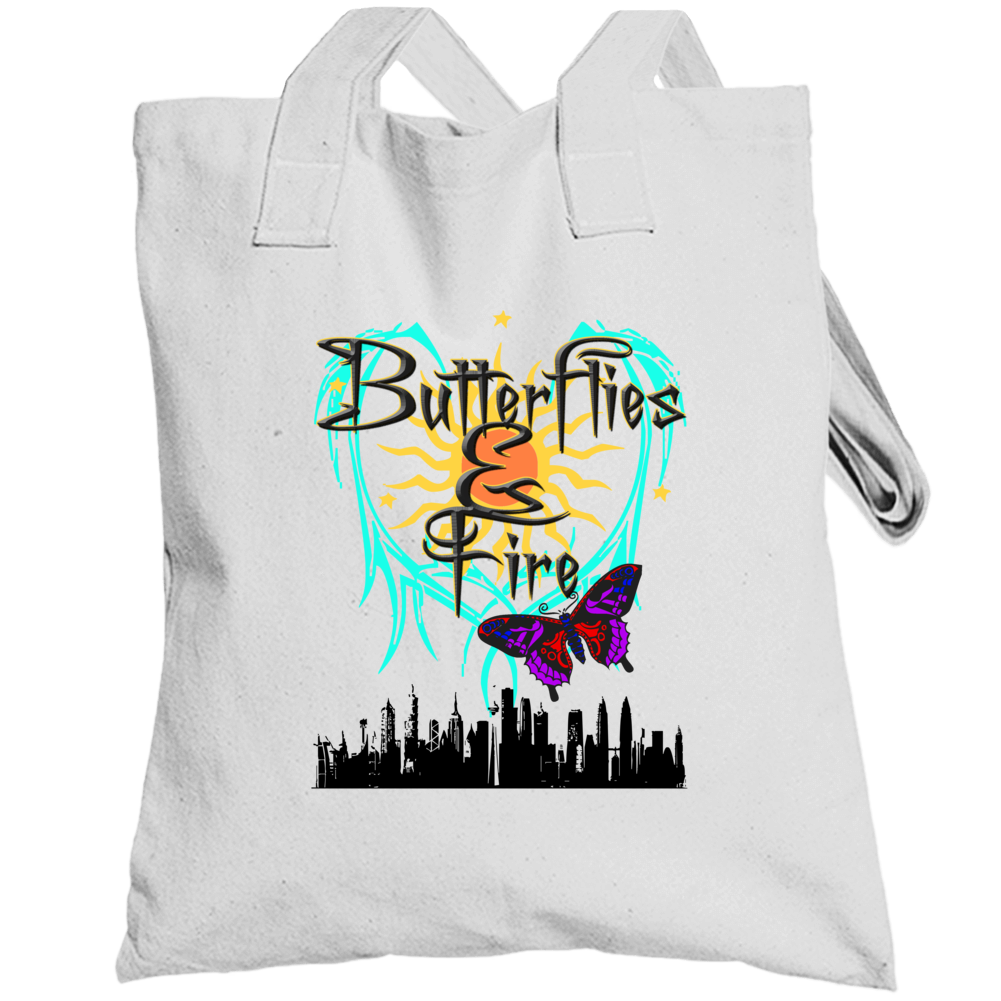 Butterflies & Fire Moth To A Flame Love Peace Totebag Butterflies & Fire Moth To A Flame Love Peace Totebag