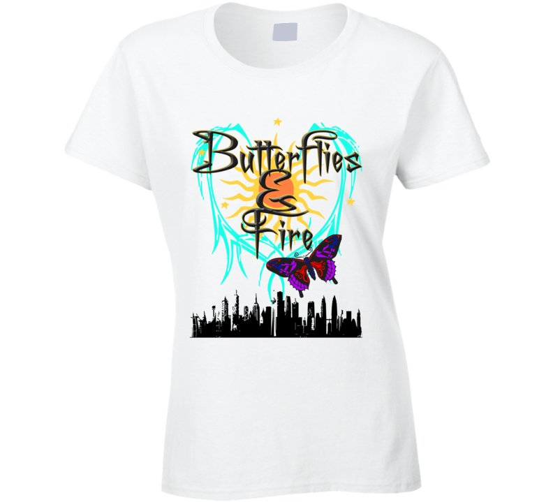 Butterflies & Fire Moth To A Flame Love Peace Ladies T Shirt Butterflies & Fire Moth To A Flame Love Peace Ladies T Shirt