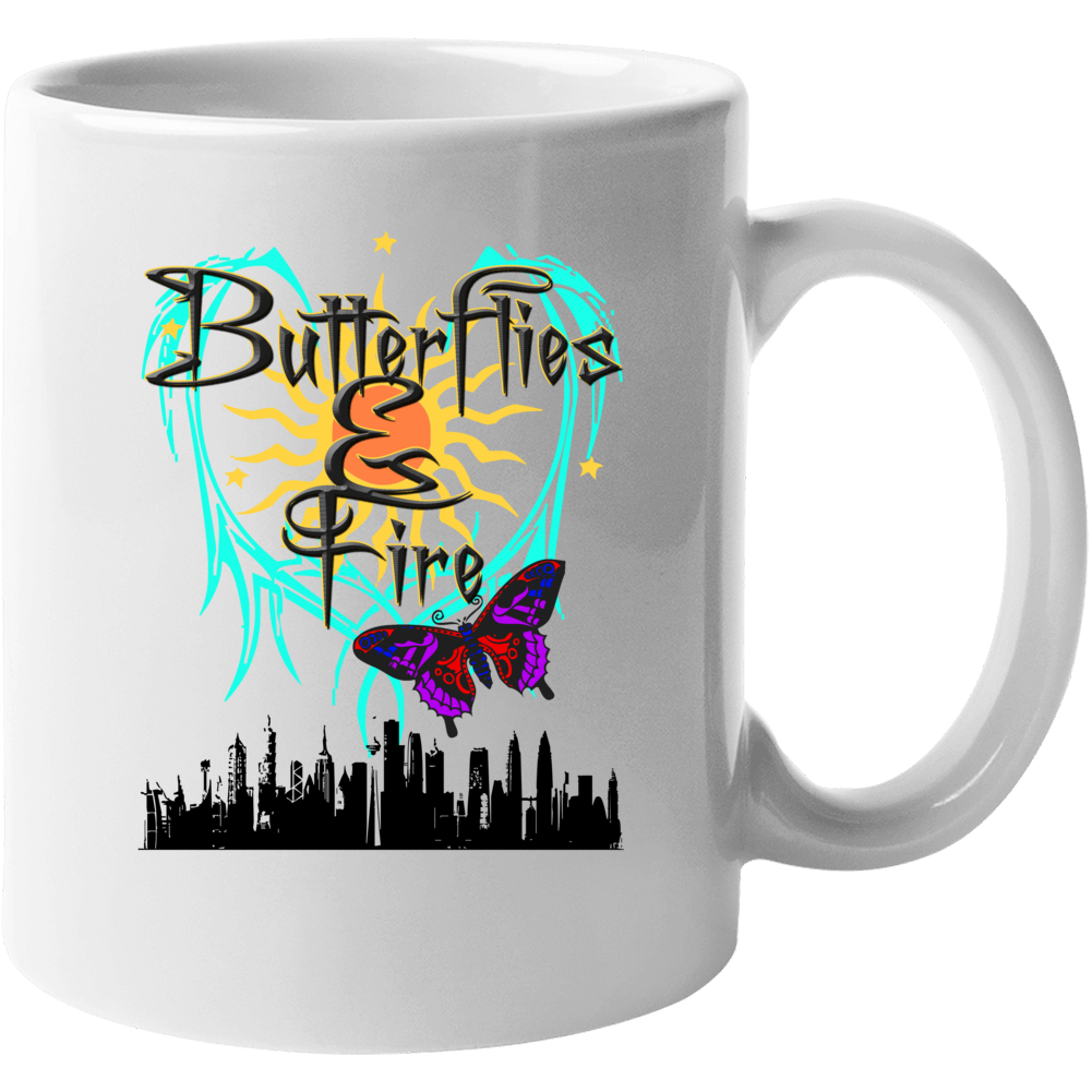 Butterflies & Fire Moth To A Flame Love Peace Mug Butterflies & Fire Moth To A Flame Love Peace Mug