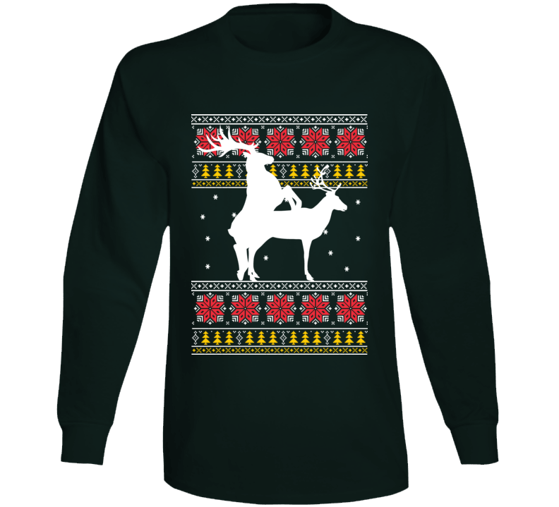 Ugly Christmas Sweater Reindeer Mating Funny Parody Long Sleeve Ugly Christmas Sweater Reindeer Mating Funny Parody Long Sleeve
