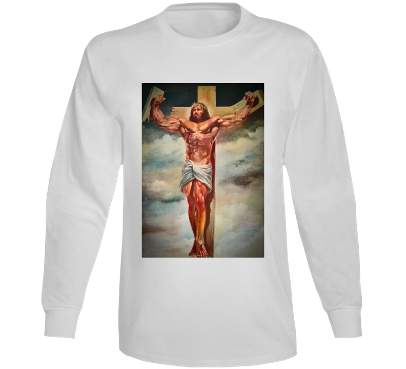Jesus Lifts Bodybuilder God Gym Parody Long Sleeve Jesus Lifts Bodybuilder God Gym Parody Long Sleeve