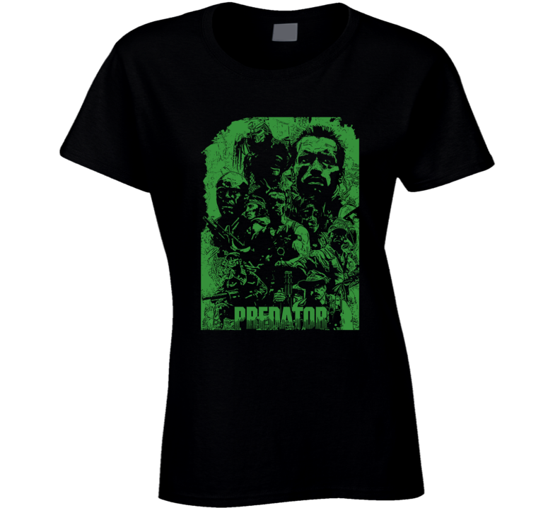Predator Arnold Schwarzenegger Movie Action Fan Black Ladies T Shirt Predator Arnold Schwarzenegger Movie Action Fan Black Ladies T Shirt