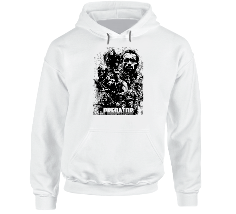 Predator Arnold Schwarzenegger Movie Action Fan White Hoodie Predator Arnold Schwarzenegger Movie Action Fan White Hoodie