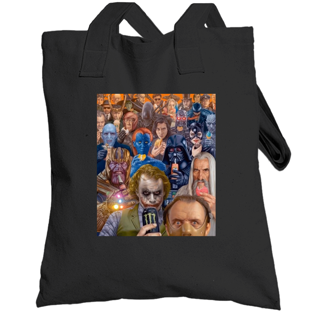 Super Heroes Villains Funny Parody Totebag Super Heroes Villains Funny Parody Totebag