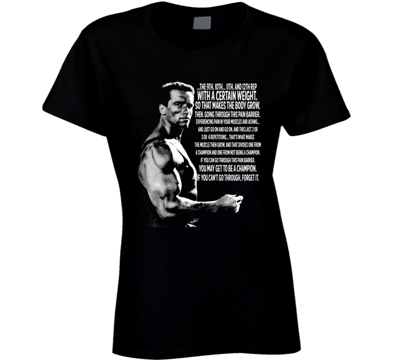 Arnold Schwarzenegger Muscle Grow Quote Bodybuilding Legend Fan Ladies T Shirt Arnold Schwarzenegger Muscle Grow Quote Bodybuilding Legend Fan Ladies T Shirt