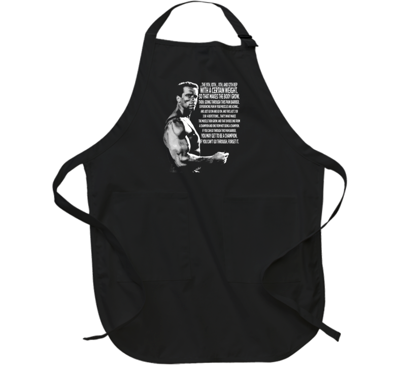 Arnold Schwarzenegger Muscle Grow Quote Bodybuilding Legend Fan Apron Arnold Schwarzenegger Muscle Grow Quote Bodybuilding Legend Fan Apron