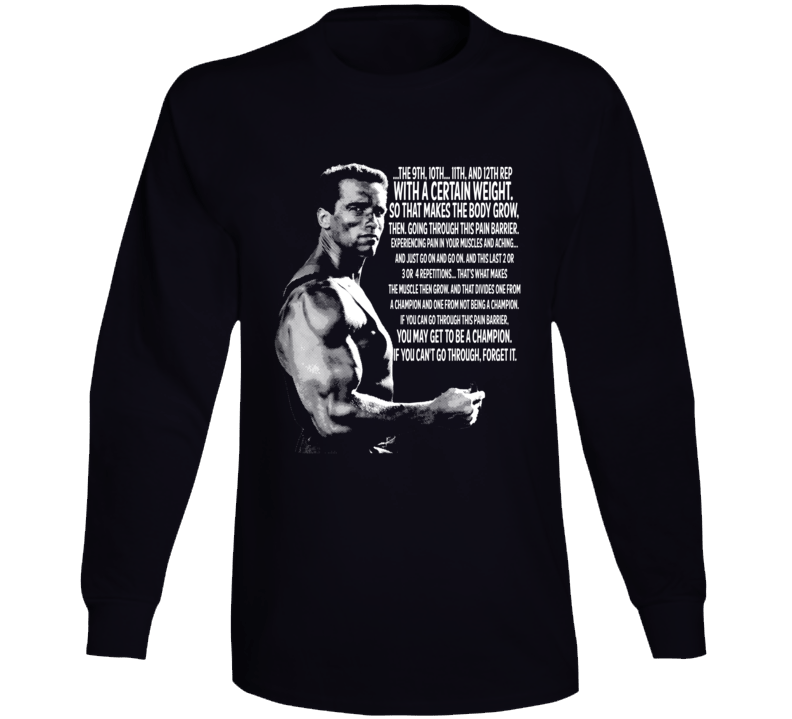 Arnold Schwarzenegger Muscle Grow Quote Bodybuilding Legend Fan Long Sleeve Arnold Schwarzenegger Muscle Grow Quote Bodybuilding Legend Fan Long Sleeve