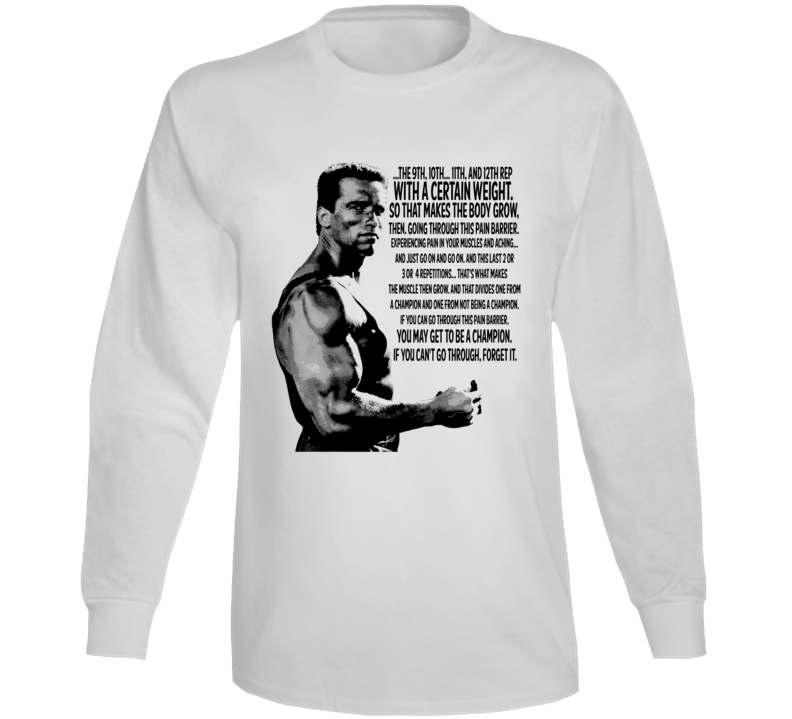 Arnold Schwarzenegger Muscle Grow Quote Bodybuilding Legend Long Sleeve Arnold Schwarzenegger Muscle Grow Quote Bodybuilding Legend Long Sleeve