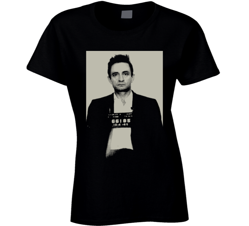 Johnny Cash Mugshot Country Music Legend Ladies T Shirt Johnny Cash Mugshot Country Music Legend Ladies T Shirt