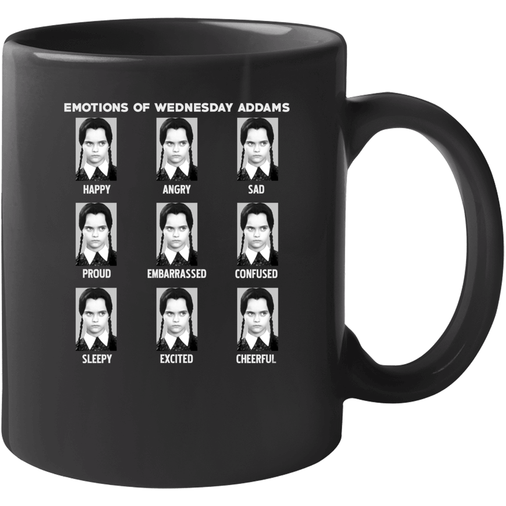 Emotions Of Wednesday Addams Funny Family Movie Mug Emotions Of Wednesday Addams Funny Family Movie Mug