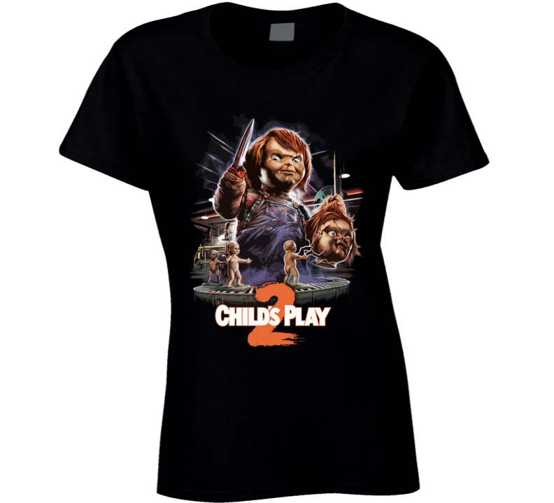 Child's Play 2 Chucky Horror Movie Ladies T Shirt Child's Play 2 Chucky Horror Movie Ladies T Shirt