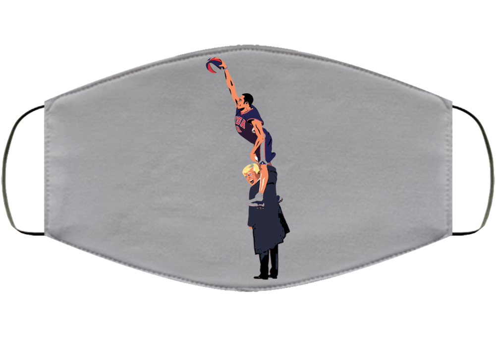 Vince Carter Dunking Over Donald Trump Funny Parody Basketball Face Mask Cover Vince Carter Dunking Over Donald Trump Funny Parody Basketball Face Mask Cover