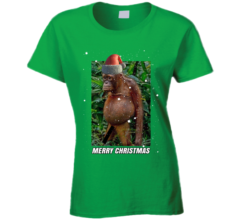 Merry Christmas Cheers Funny Monkey Holidays Prank Parody Ladies T Shirt Merry Christmas Cheers Funny Monkey Holidays Prank Parody Ladies T Shirt