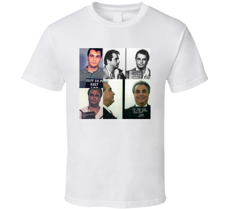 John Gotti Mob Boss Mugshot Collage T Shirt John Gotti Mob Boss Mugshot Collage T Shirt