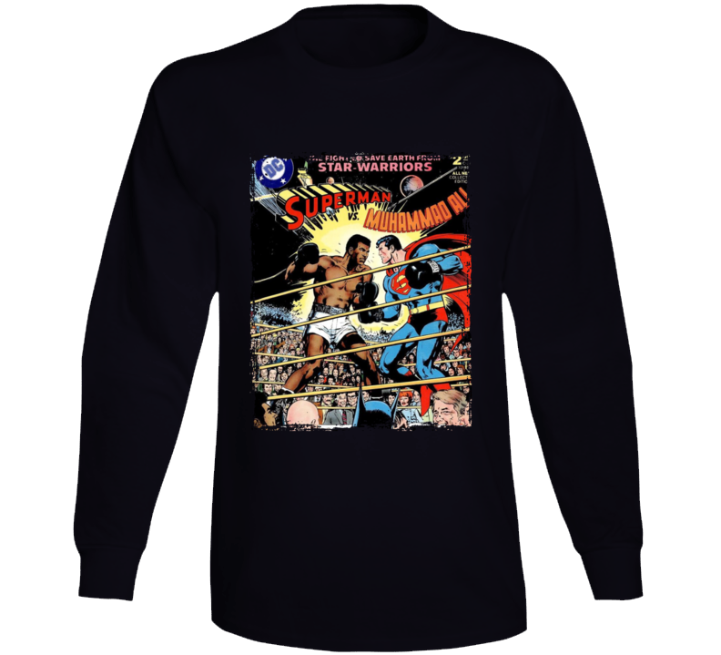 Superman Vs Muhammad Ali Match Boxing Legend Comic Fan Long Sleeve T Shirt Superman Vs Muhammad Ali Match Boxing Legend Comic Fan Long Sleeve T Shirt