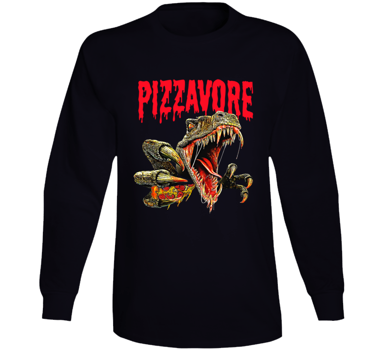 Pizzavore Pizza Eating Dinosaur Funny Long Sleeve T Shirt Pizzavore Pizza Eating Dinosaur Funny Long Sleeve T Shirt